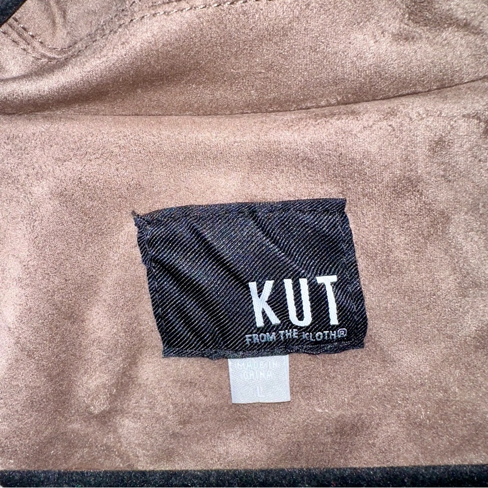 NWOT Faux Suede Women's Kut from the Kloth KFTK Moto Jacket - large - Picture 3 of 7